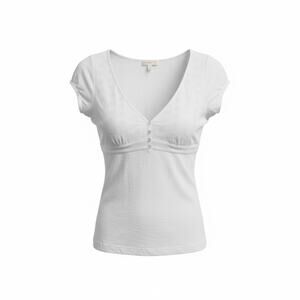 Aéropostale Women’s Small 4–6 White V-Neck Embroidered Cap Sleeve Top